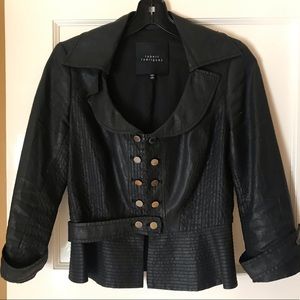 Robert Rodriquez linen crop jacket w peplum